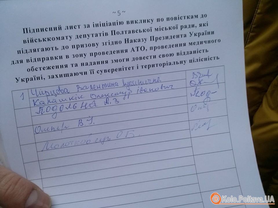 У Полтаві активісти вимагають відправки депутатів міськради в зону АТО