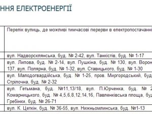 Фото: Полтавцям вимикатимуть електроенергію: графік чергових відключень (+карта)