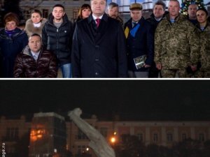 На відео новорічного привітання Президента України показали падіння полтавського Леніна